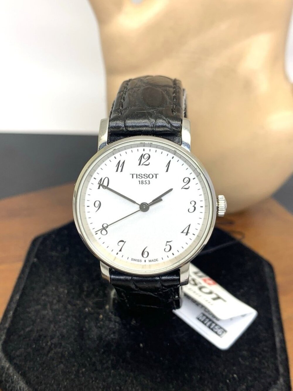 Tissot Women's Watch Swiss Quartz Silver Dial Black Leather Strap T1092101603200